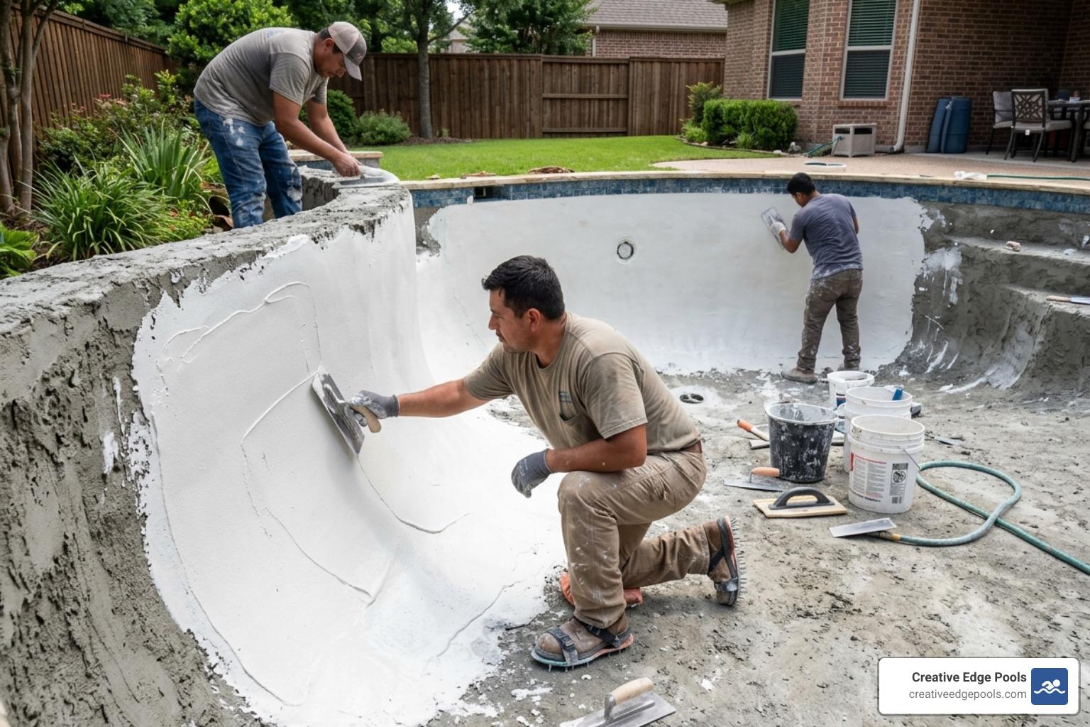 Applying new plaster to a pool - pool resurface