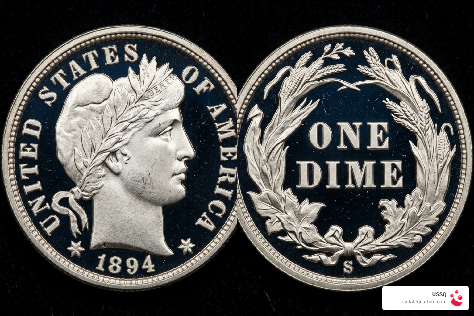 Ultra rare 1894-S Barber Proof Dime with mirror like fields and sharp details - barber head dime