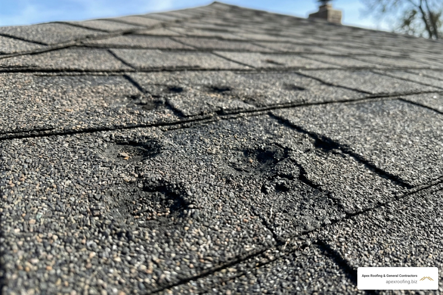 hail-damaged asphalt shingles - residential roofing services near me