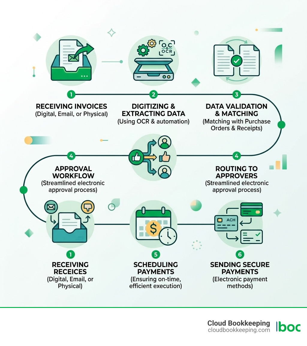 Lifecycle of an invoice from receipt to payment in accounts payable services - accounts payable services infographic 
