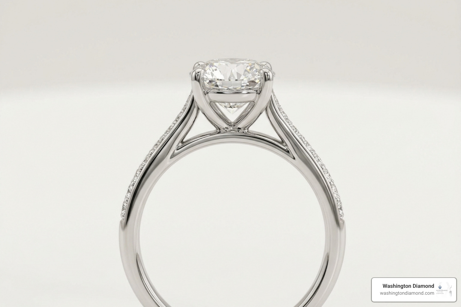 Side profile view showing the architectural arches of a cathedral ring - Cathedral engagement setting