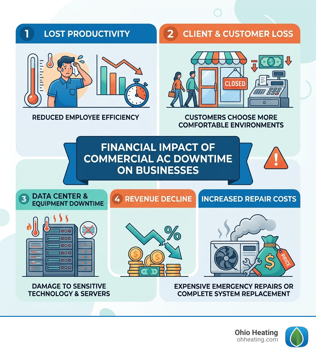 Infographic showing the financial impact of commercial AC downtime on businesses - Commercial AC Repair infographic 