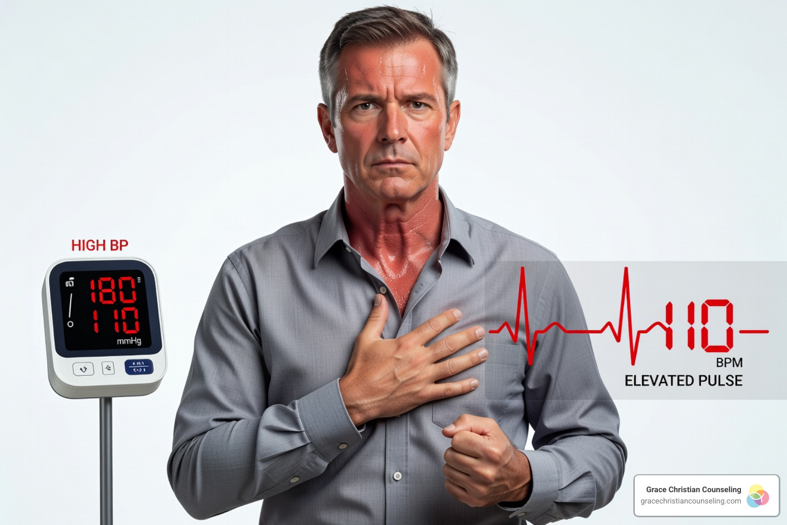 Diagram showing physical stress symptoms like high blood pressure and heart tension - Biblical anger management online Diagram showing physical stress symptoms like high blood pressure and heart tension - Biblical anger management online