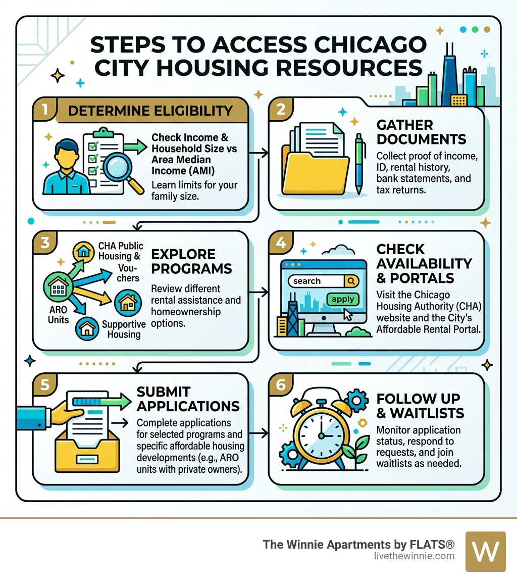Steps to access Chicago city housing resources infographic - housing programs chicago infographic Steps to access Chicago city housing resources infographic - housing programs chicago infographic