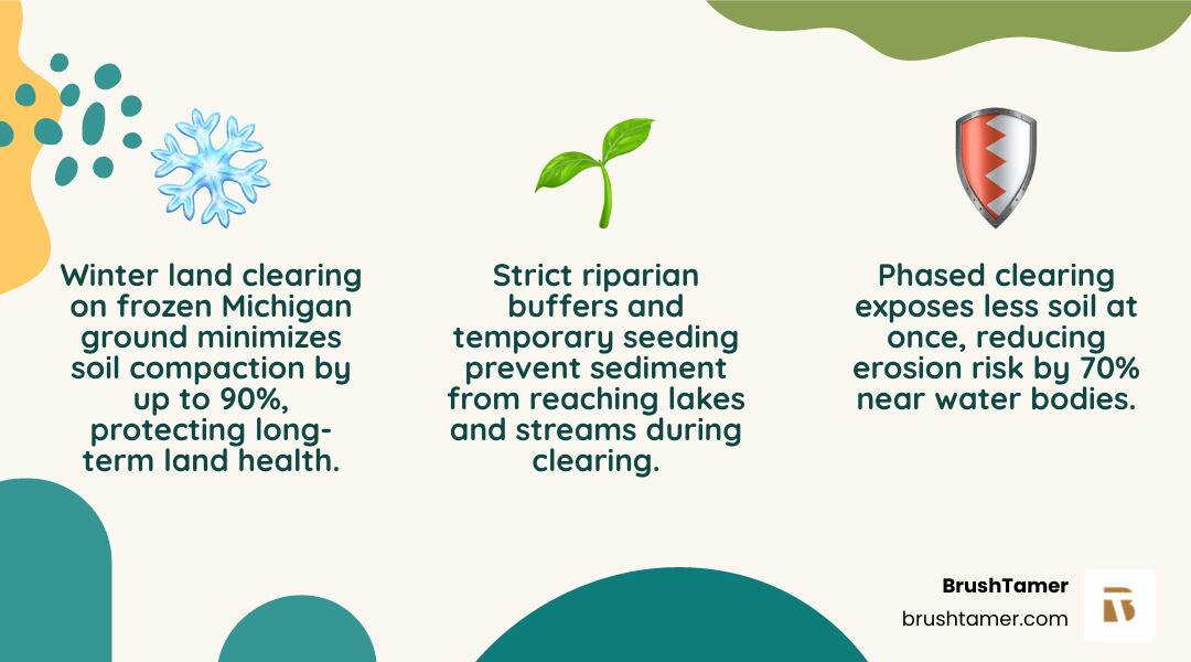 Infographic showing 2026 land clearing trends including winter clearing and precision mulching - land clearing in Michigan