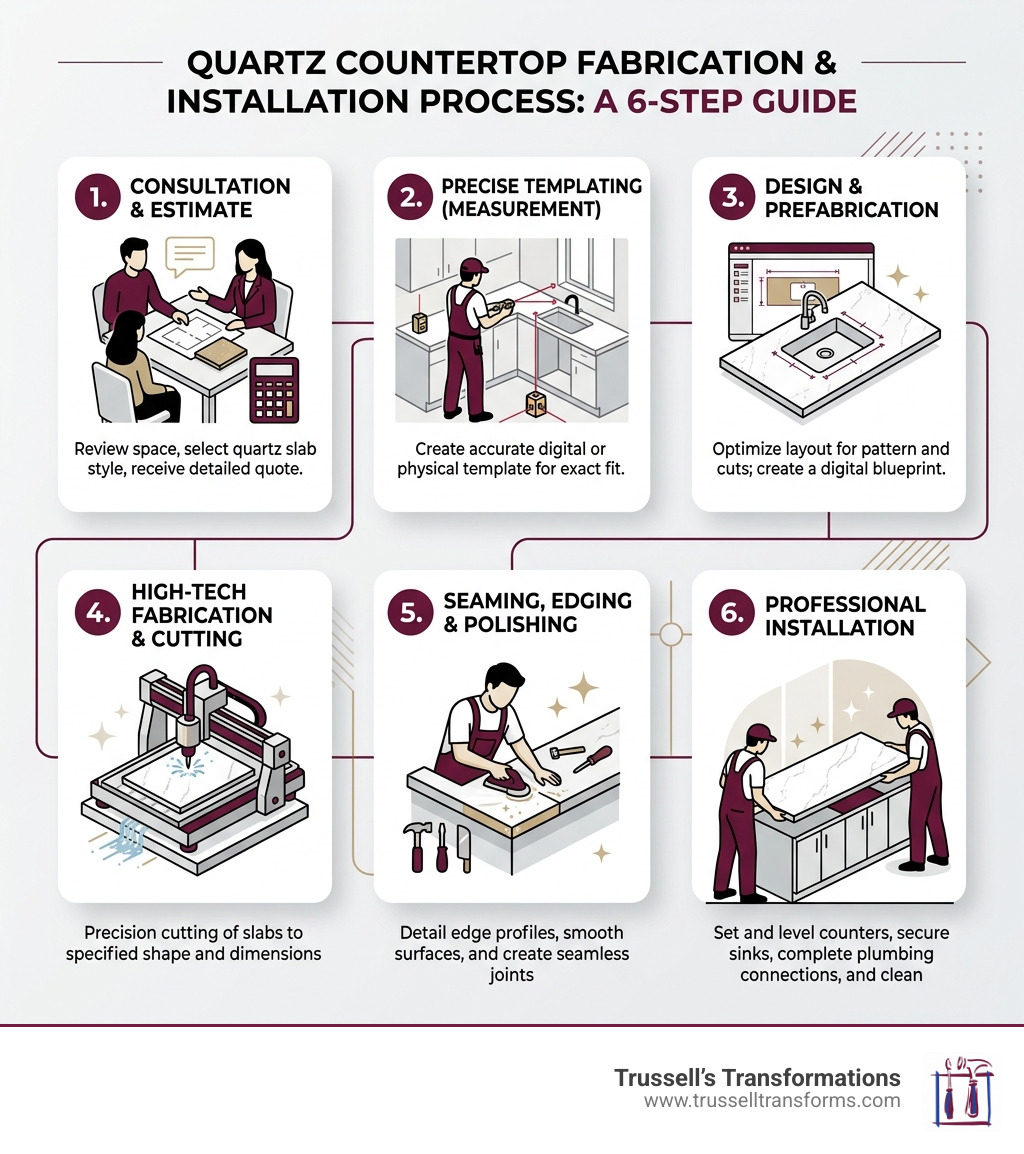 6-Step Quartz Countertop Fabrication To Installation Process Infographic - Quartz Countertops Fabricators Near Me 6-Step Quartz Countertop Fabrication To Installation Process Infographic - Quartz Countertops Fabricators Near Me