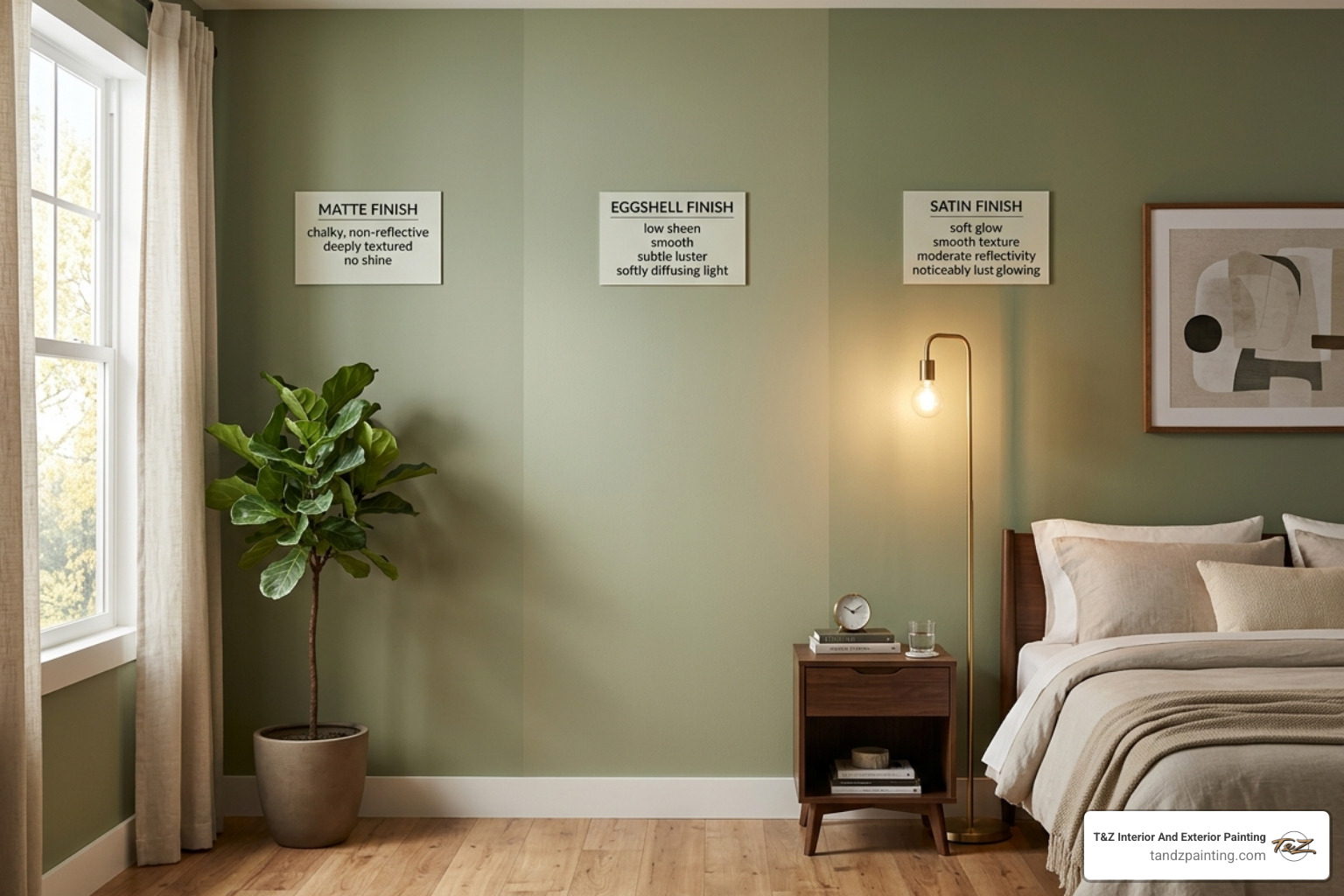 Paint finishes under different light sources - Master bedroom painting Paint finishes under different light sources - Master bedroom painting