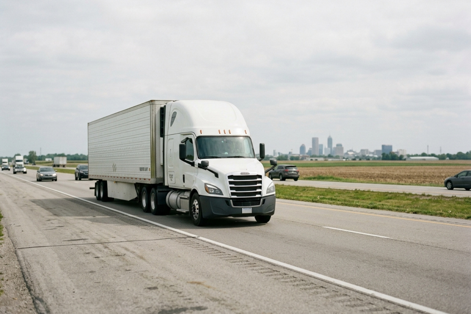 modern refrigerated truck on indiana highway - indiana refrigerated trucking company modern refrigerated truck on indiana highway - indiana refrigerated trucking company