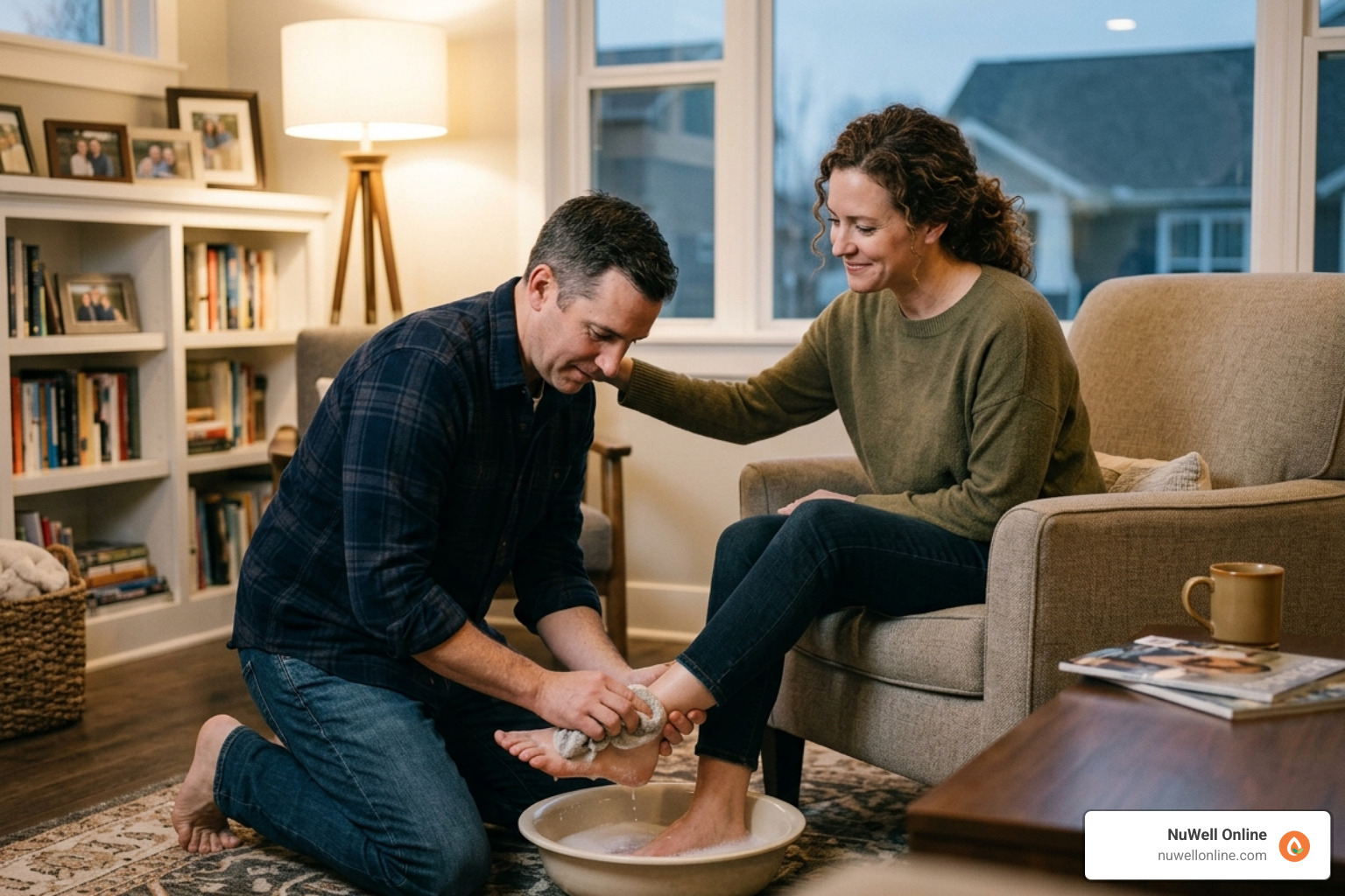 husband washing his wife's feet representing servant leadership - biblical role of a husband