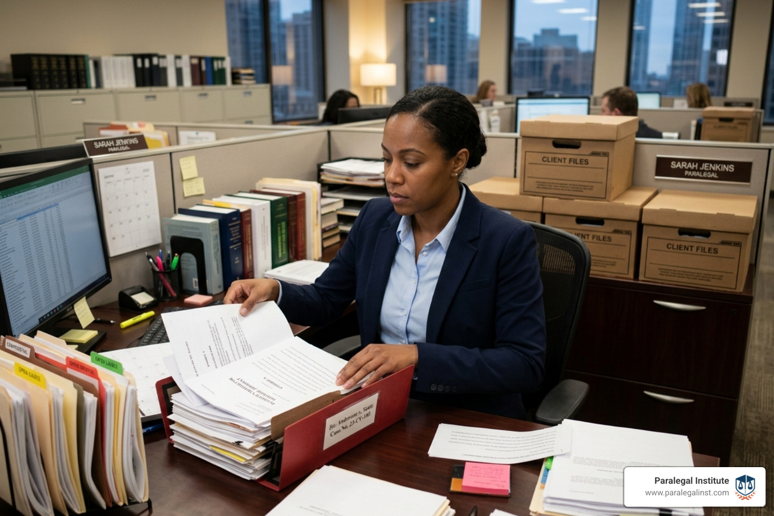 Paralegal organizing a case file and legal documents - beginner friendly paralegal program Paralegal organizing a case file and legal documents - beginner friendly paralegal program