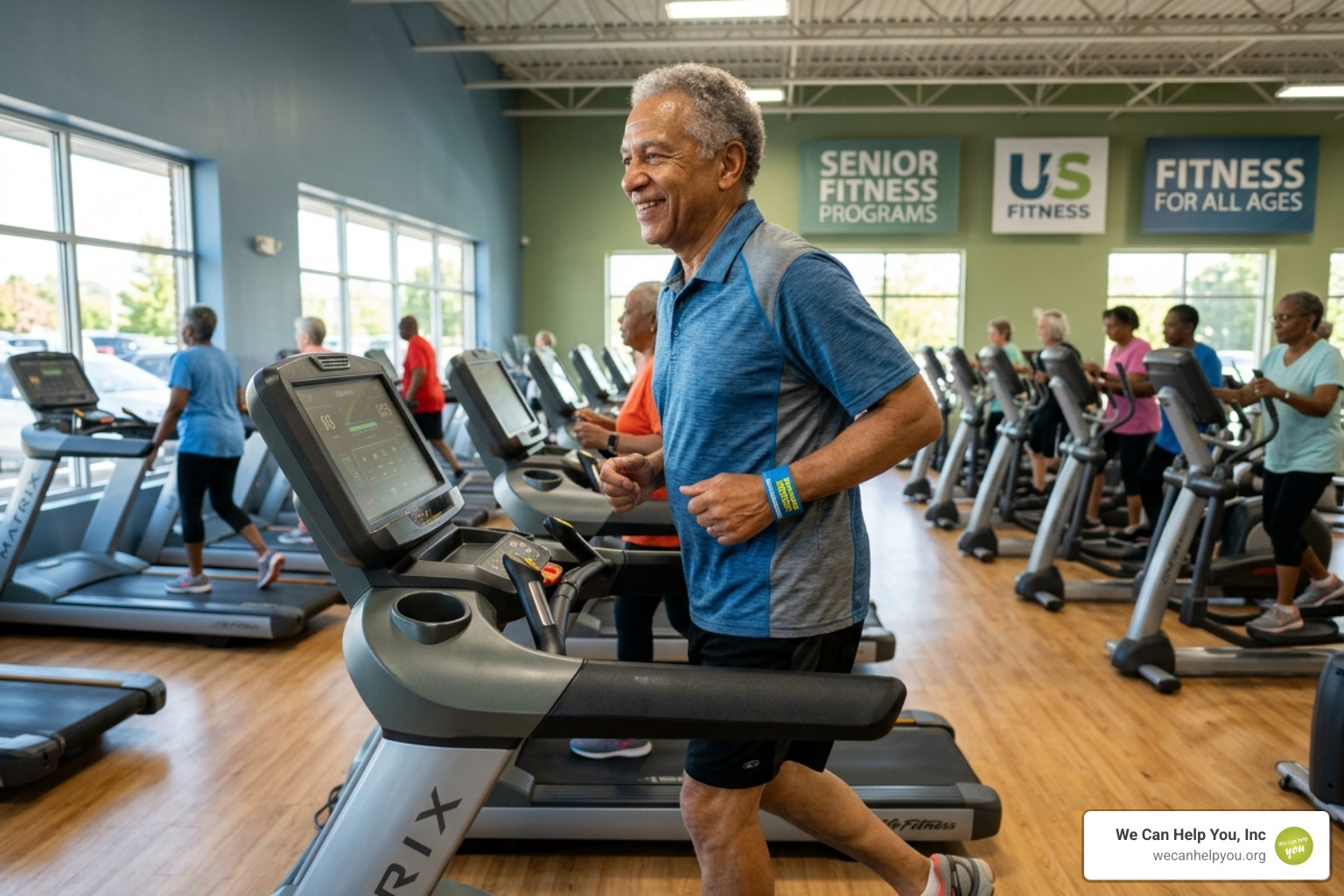 Senior at a fitness center using Medicare-funded gym membership - Affordable Medicare Michigan Senior at a fitness center using Medicare-funded gym membership - Affordable Medicare Michigan