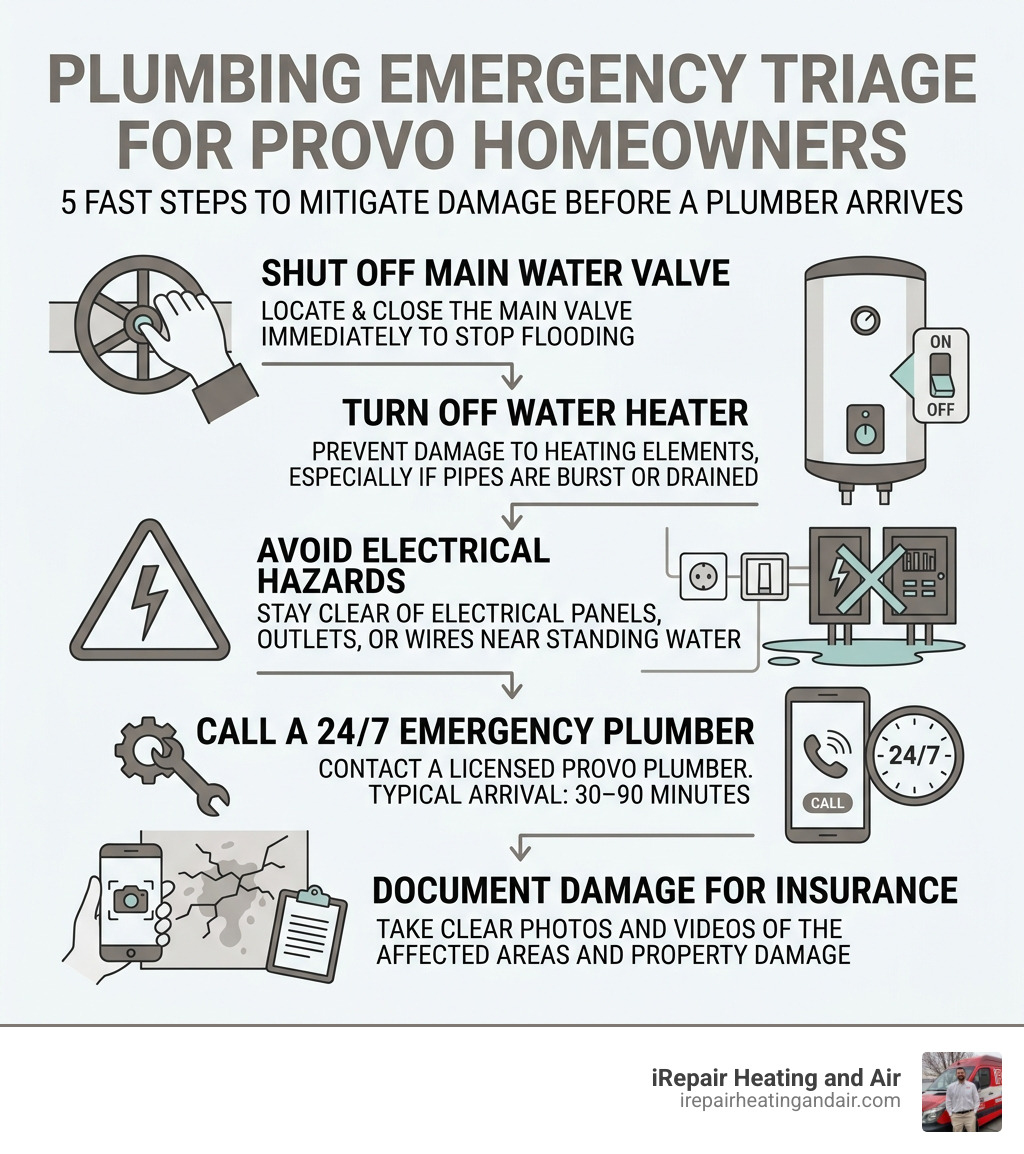 Plumbing emergency triage process infographic for Provo homeowners - emergency plumber provo infographic 