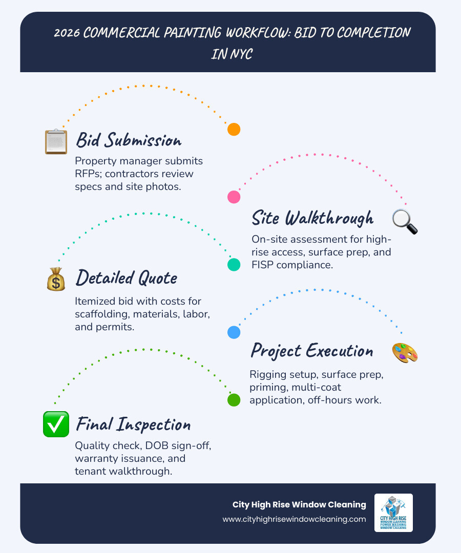 2026 commercial painting workflow from bid to completion in New York City - commercial painting NYC infographic 2026 commercial painting workflow from bid to completion in New York City - commercial painting NYC infographic