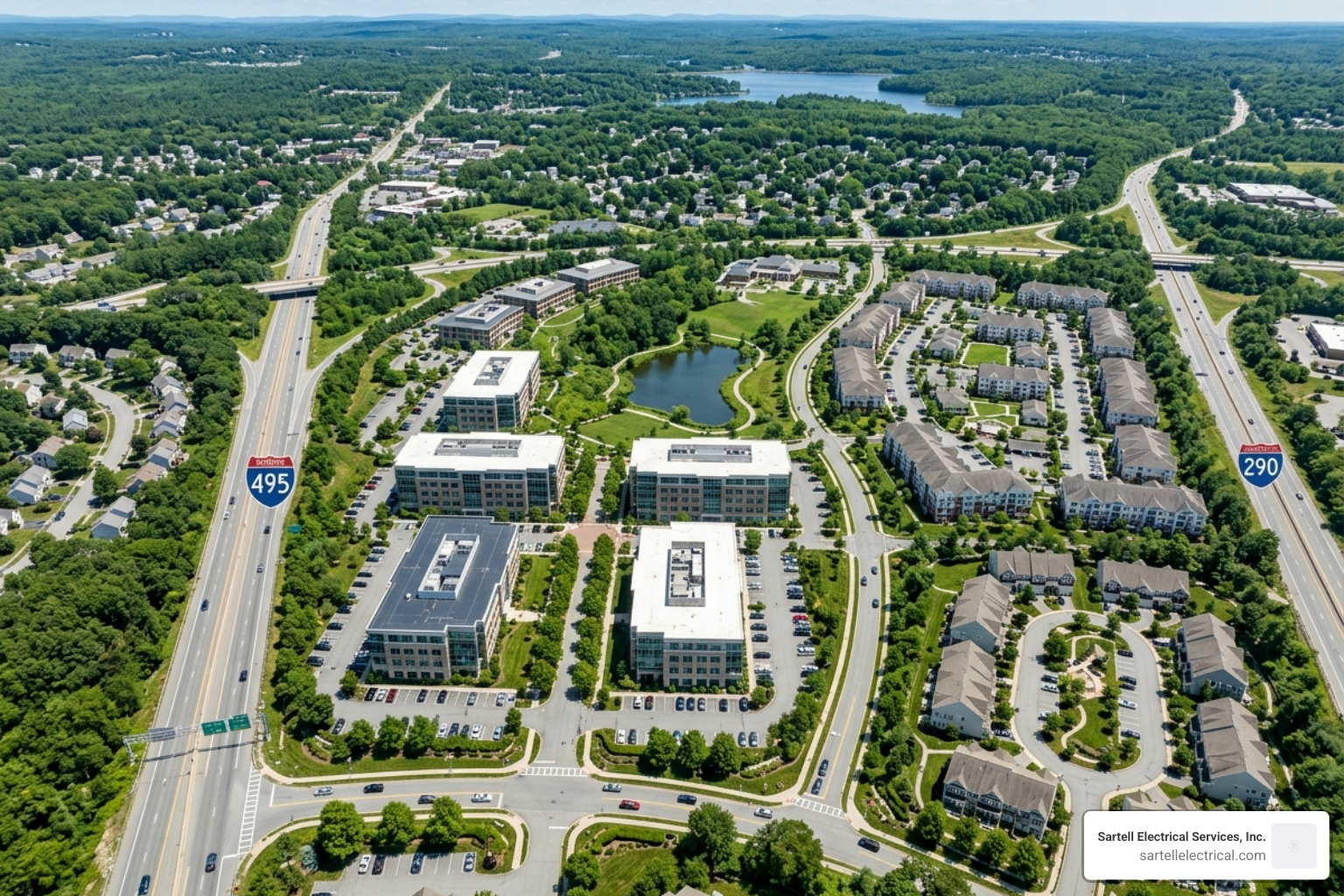 The Campus at Marlborough master plan showing mixed-use residential and commercial zones - New construction Marlborough MA