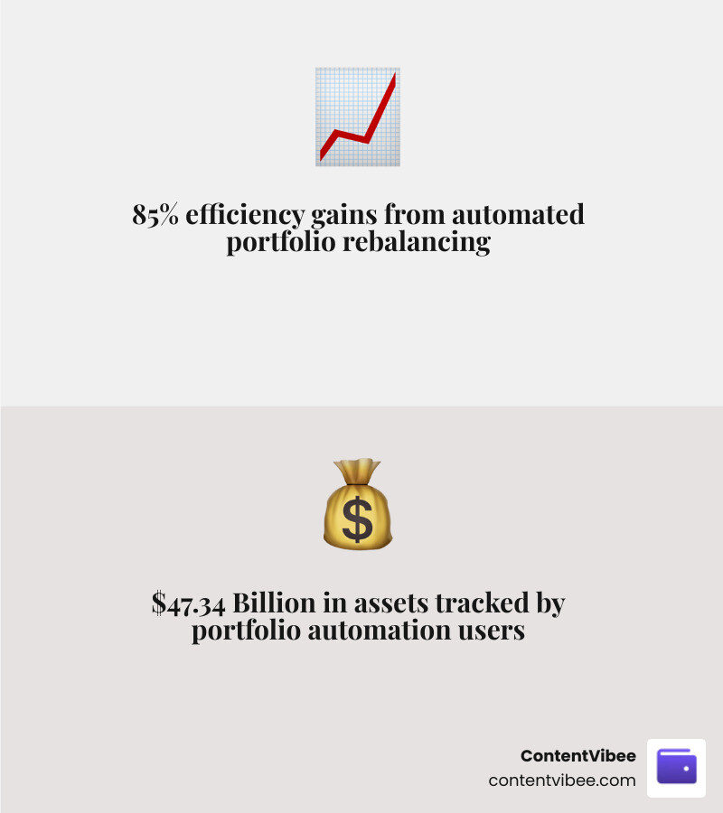 infographic showing 85% efficiency gains and $47B in tracked assets - automated portfolio rebalancing app infographic