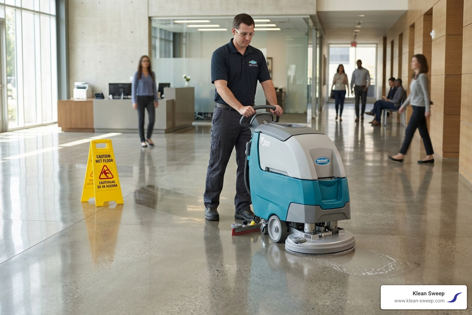 commercial auto-scrubber cleaning a large polished concrete warehouse floor - polished concrete floor cleaning commercial auto-scrubber cleaning a large polished concrete warehouse floor - polished concrete floor cleaning