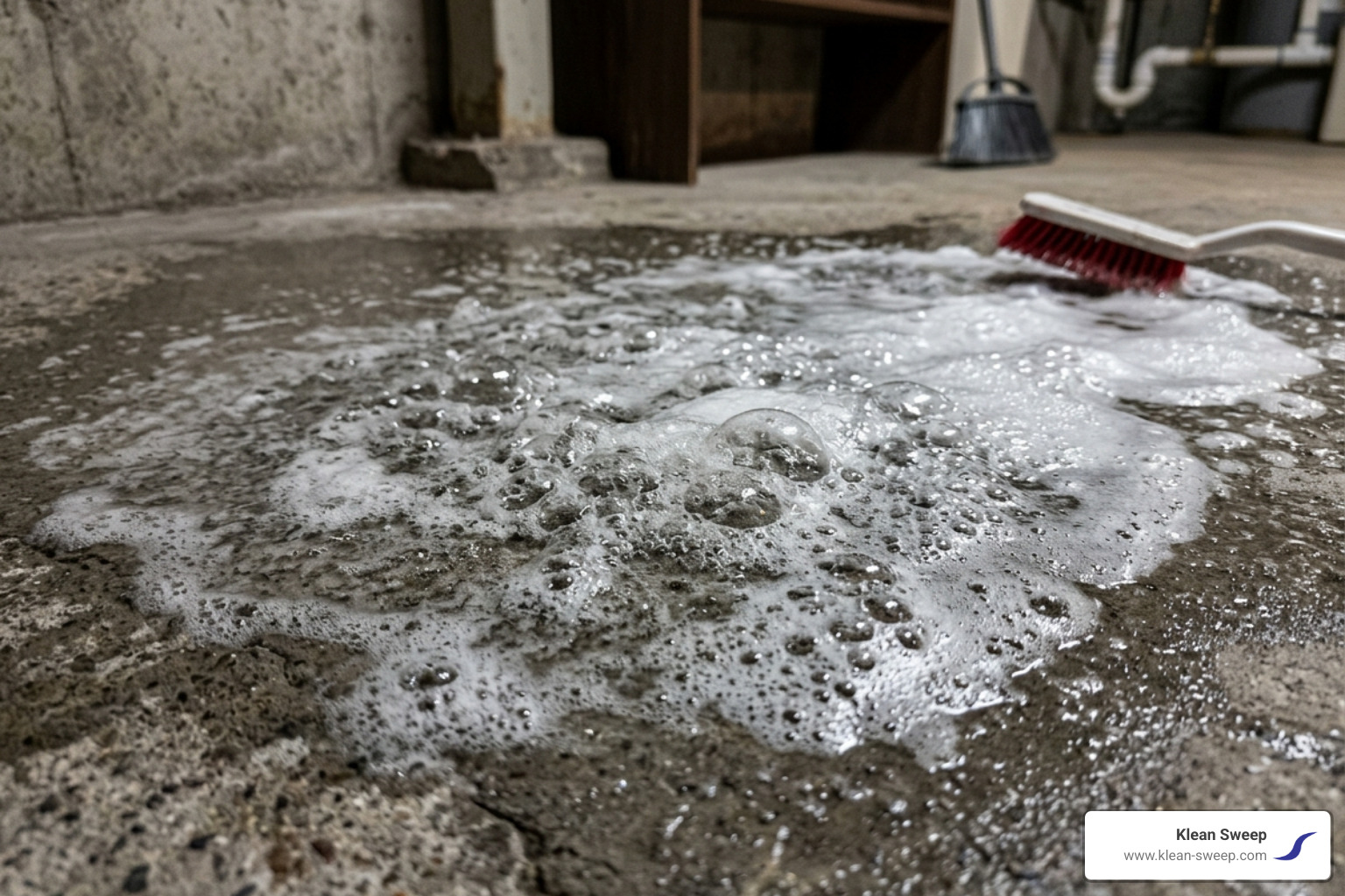 concrete floor fizzing during the acid etching process - acid wash concrete basement floor