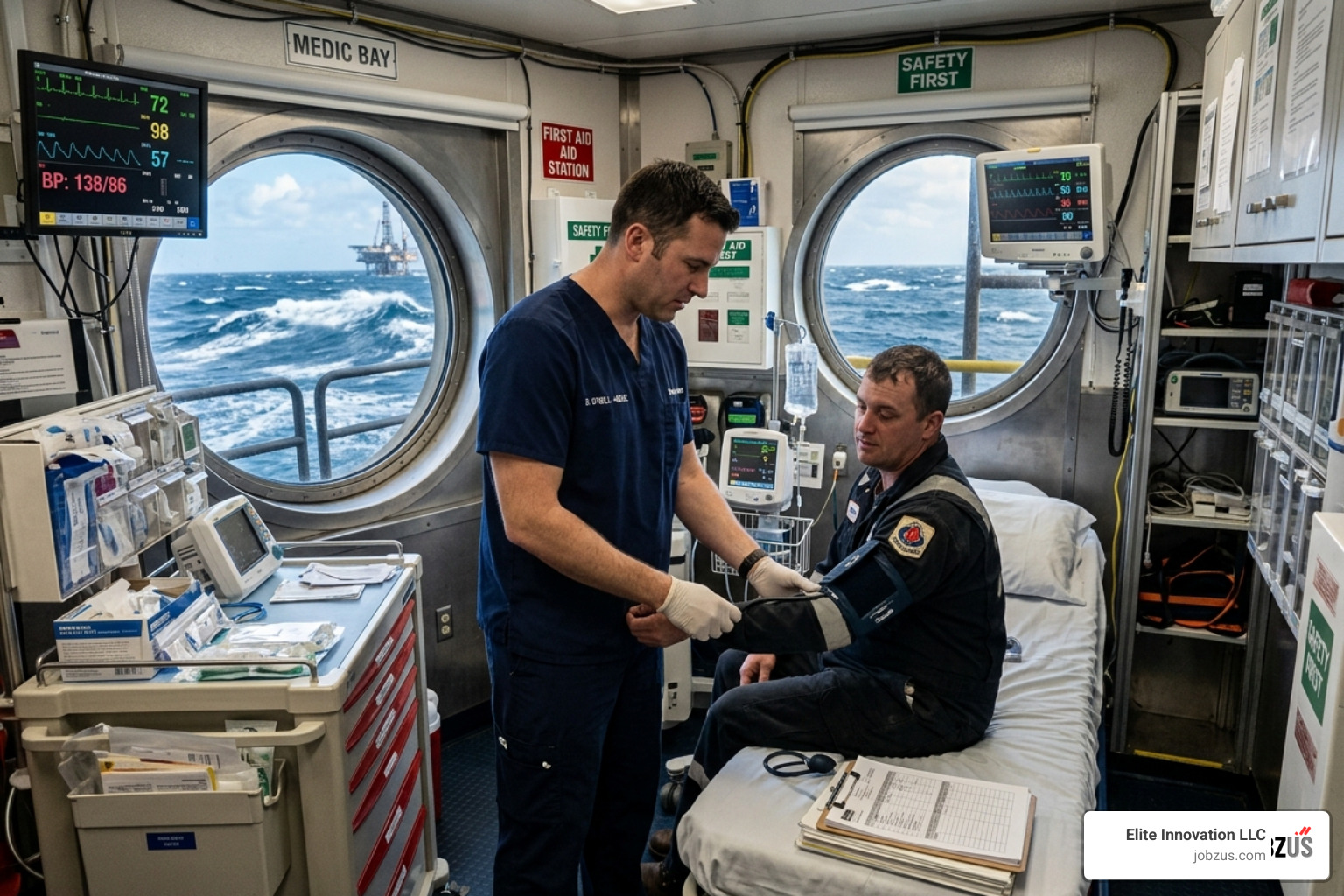 medical professional in a remote rig clinic environment - offshore rotational medic positions