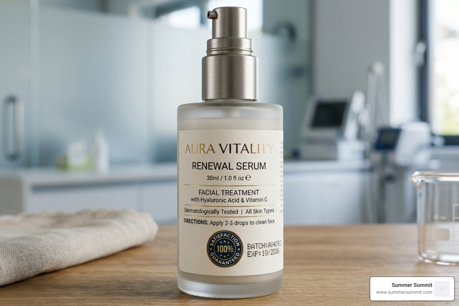 Close up of product packaging showing the 'Satisfaction Guaranteed' seal and batch code - salicylic acid cleanser