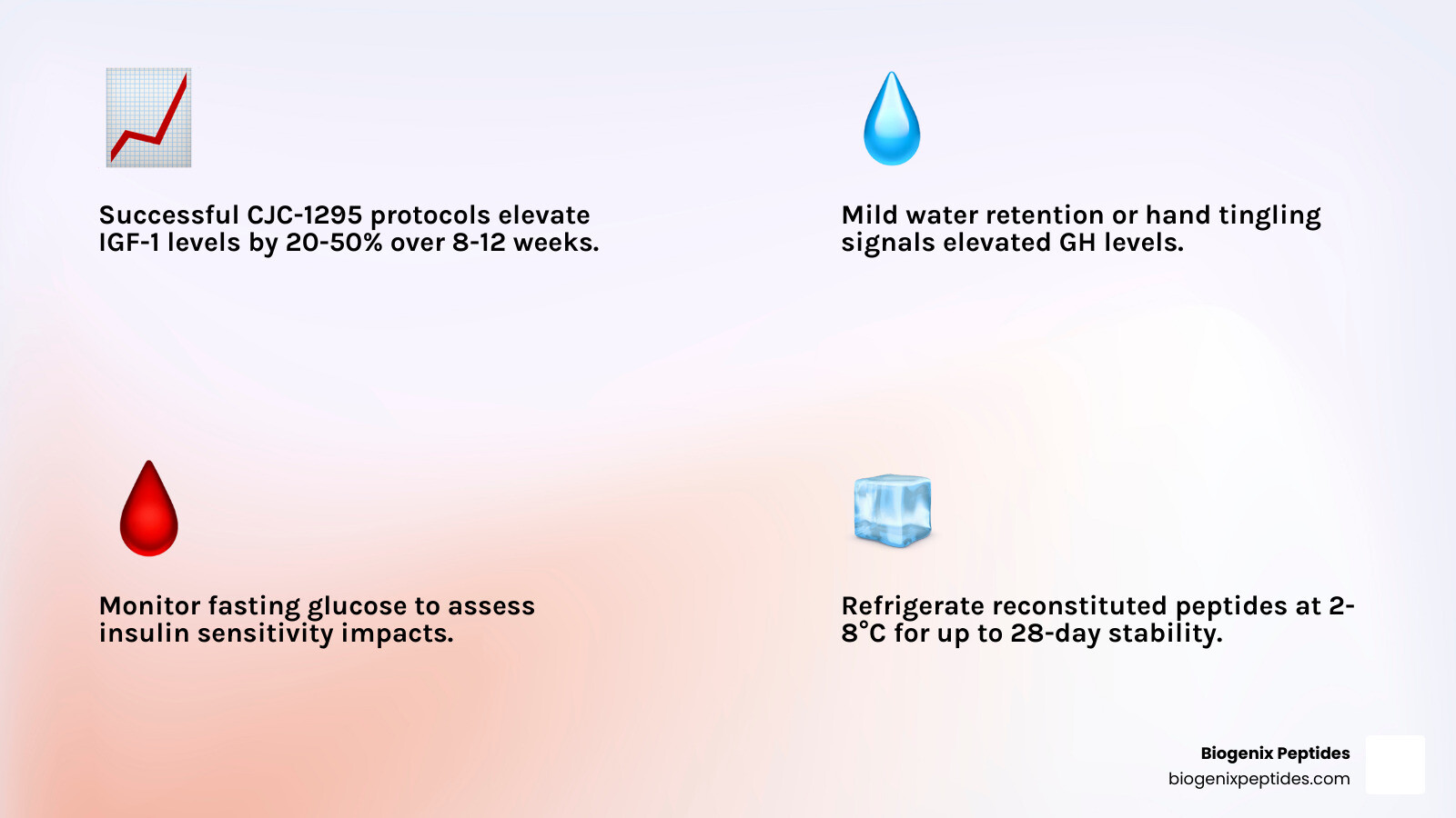 IGF-1 and GH monitoring chart infographic - cjc 1295 advanced protocol infographic 4_facts_emoji_light-gradient