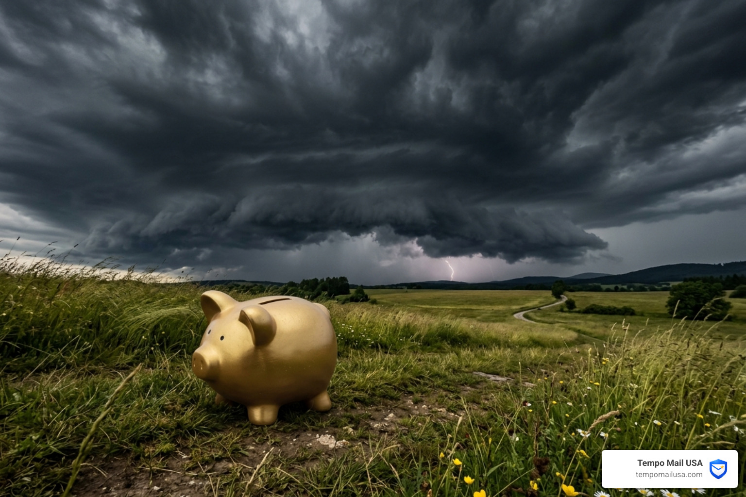 storm cloud over a piggy bank representing financial risk - Retirement Calculator Accuracy and Long Term Investment Growth storm cloud over a piggy bank representing financial risk - Retirement Calculator Accuracy and Long Term Investment Growth