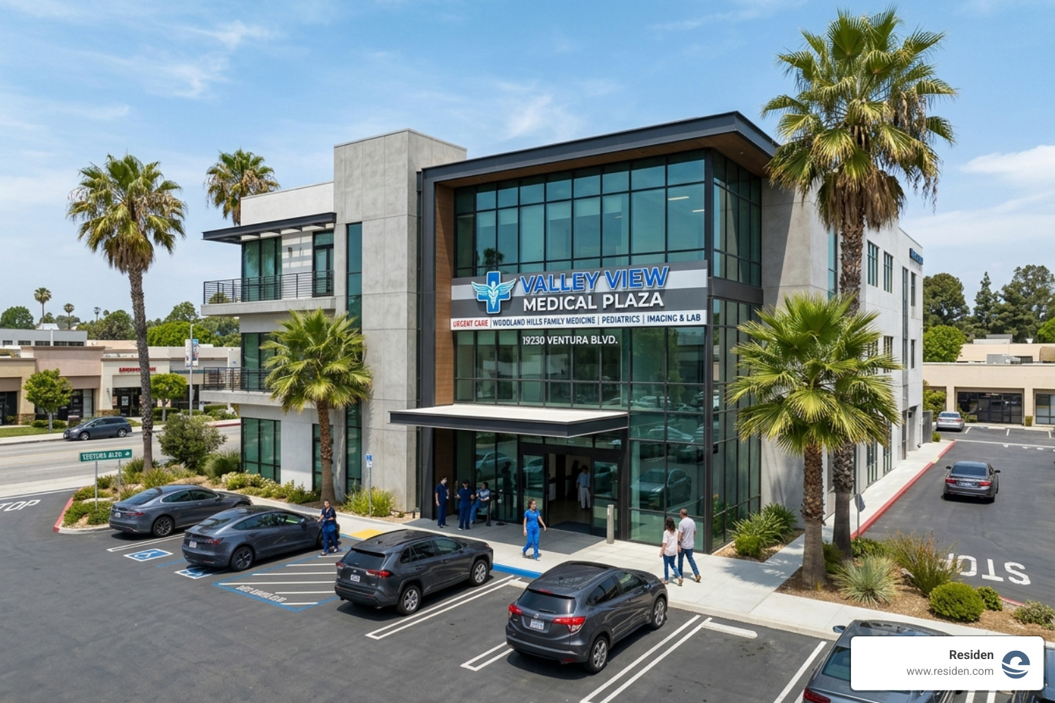 Modern medical plaza in Woodland Hills near Ventura Blvd - medical office lease Los Angeles