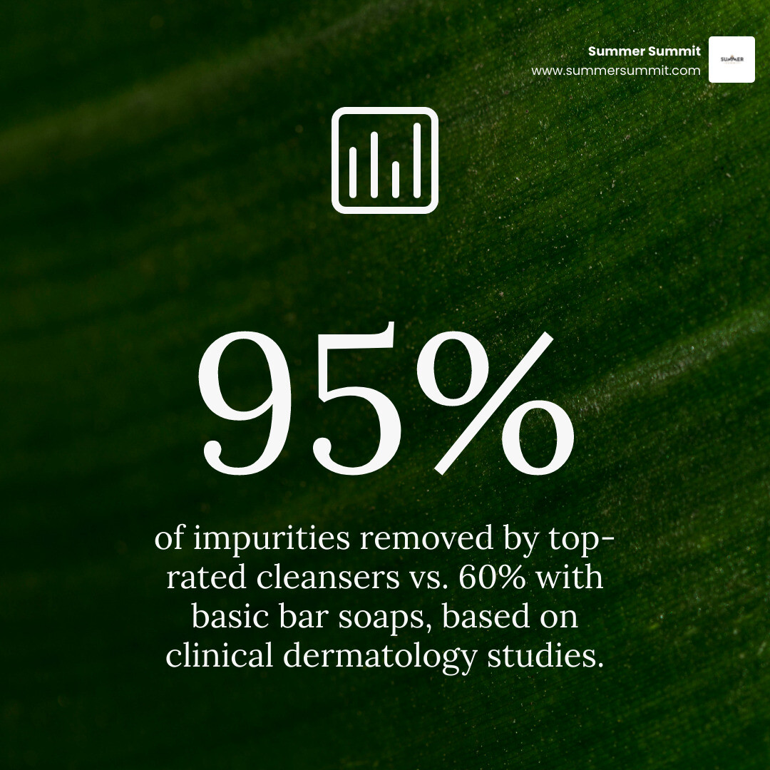 Percentage of impurities removed by top-rated cleansers infographic - top rated face cleanser infographic simple-stat-green