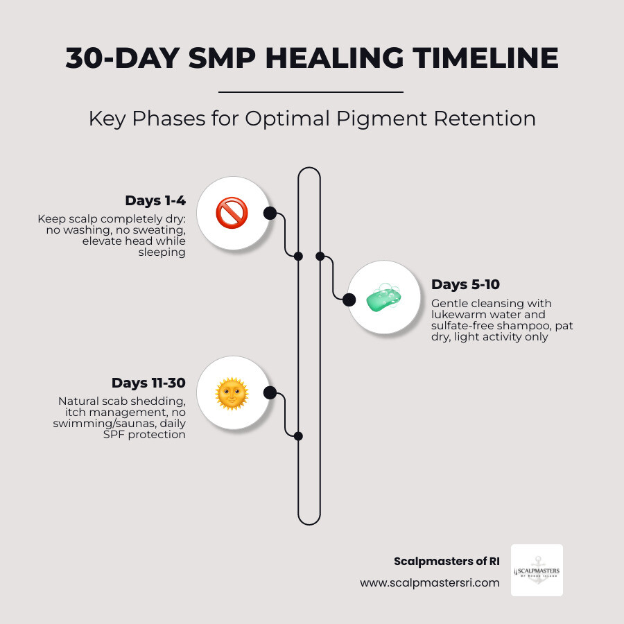 30-day SMP aftercare healing timeline infographic with phases dry cleansing settling - SMP aftercare tips infographic 30-day SMP aftercare healing timeline infographic with phases dry cleansing settling - SMP aftercare tips infographic