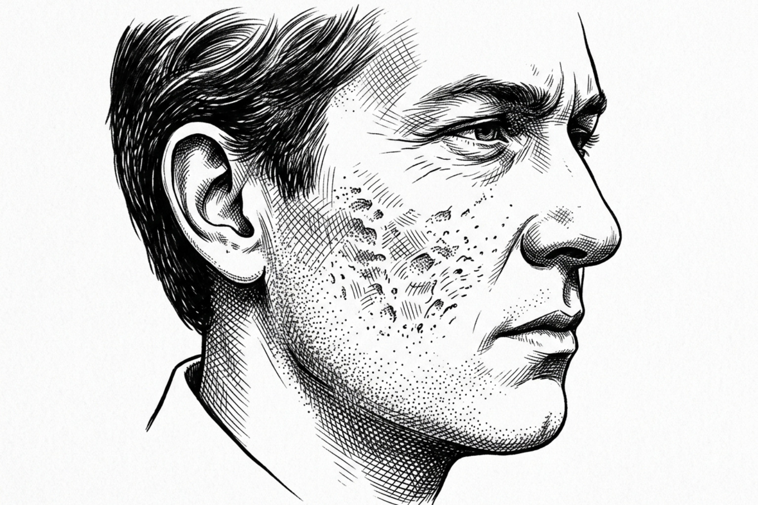 Close-up of smooth skin after ice pick scar filler treatment showing improved texture