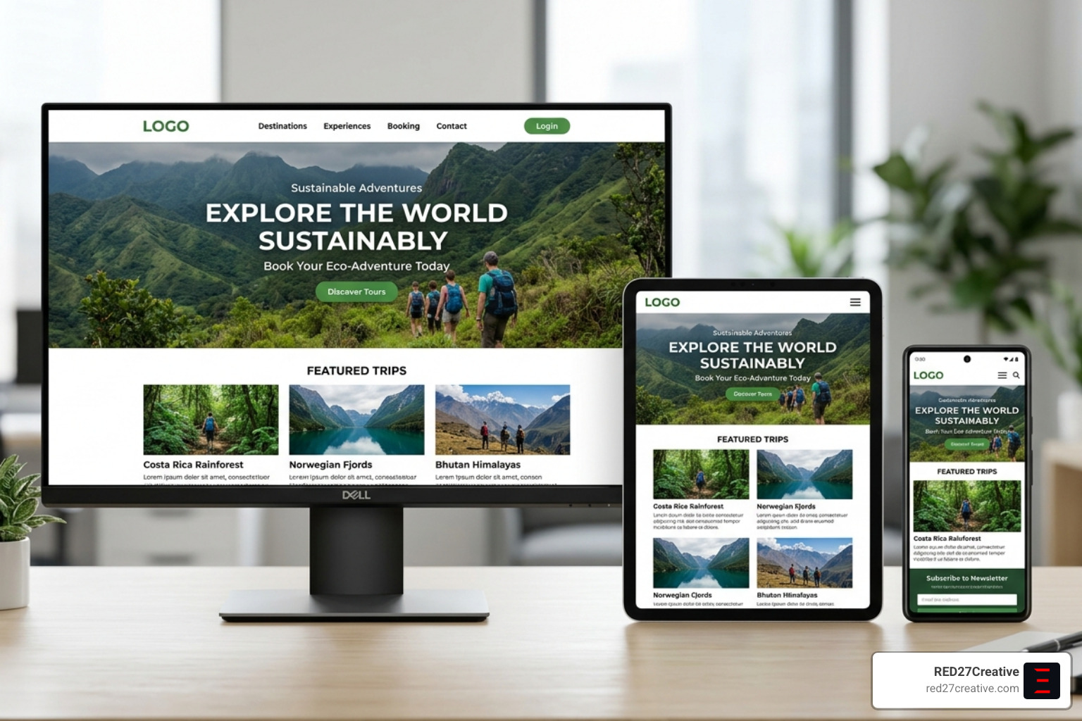 A modern, custom website displayed flawlessly across a desktop, tablet, and smartphone - Custom websites Aurora IL A modern, custom website displayed flawlessly across a desktop, tablet, and smartphone - Custom websites Aurora IL