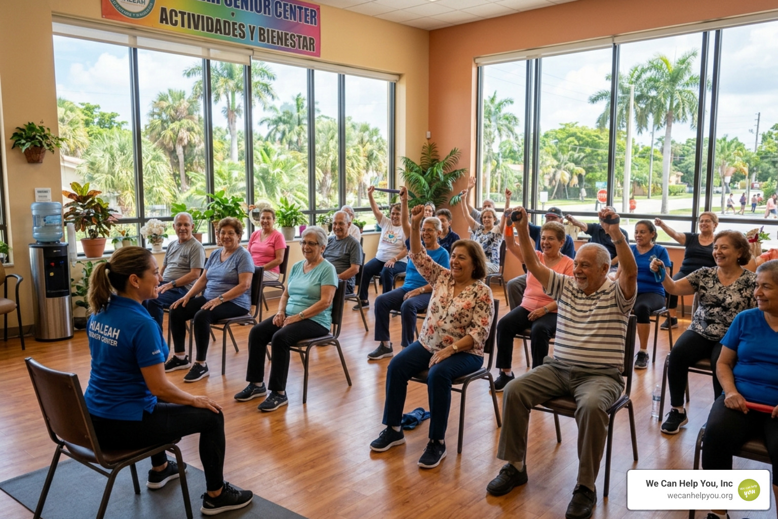 Hialeah senior center with people engaged in a wellness activity - Hialeah Medicare agent