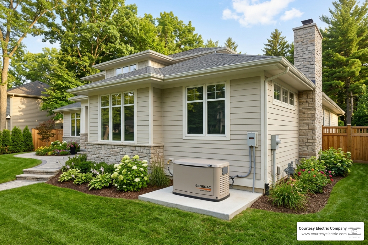 standby generator installed outside a modern home - how often should you service your standby generator
