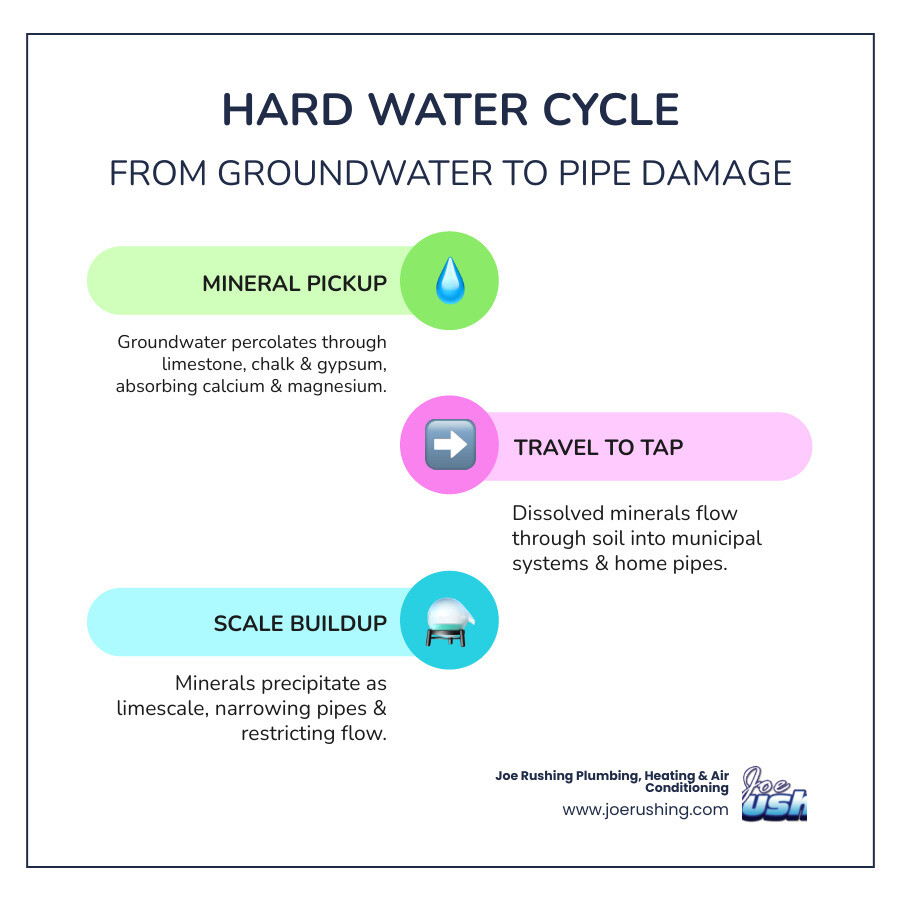 infographic showing the hard water cycle from groundwater absorption through pipes to mineral scale buildup - how does hard infographic showing the hard water cycle from groundwater absorption through pipes to mineral scale buildup - how does hard