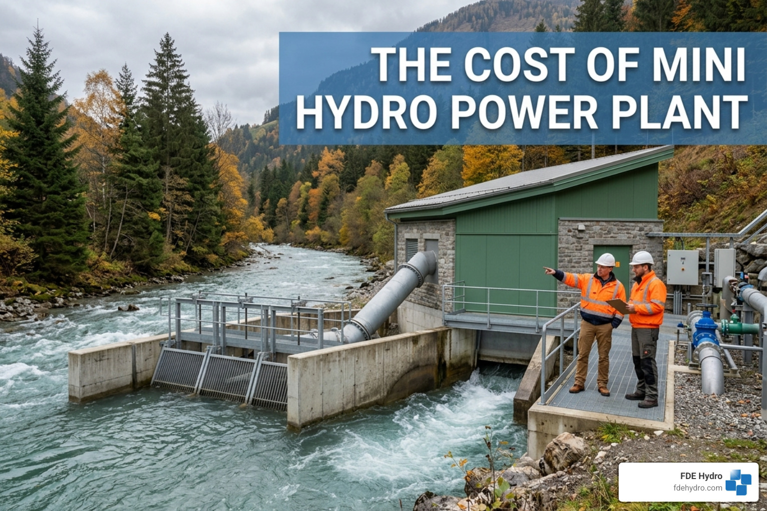 Technician performing routine maintenance on a micro hydro turbine - cost of mini hydro power plant