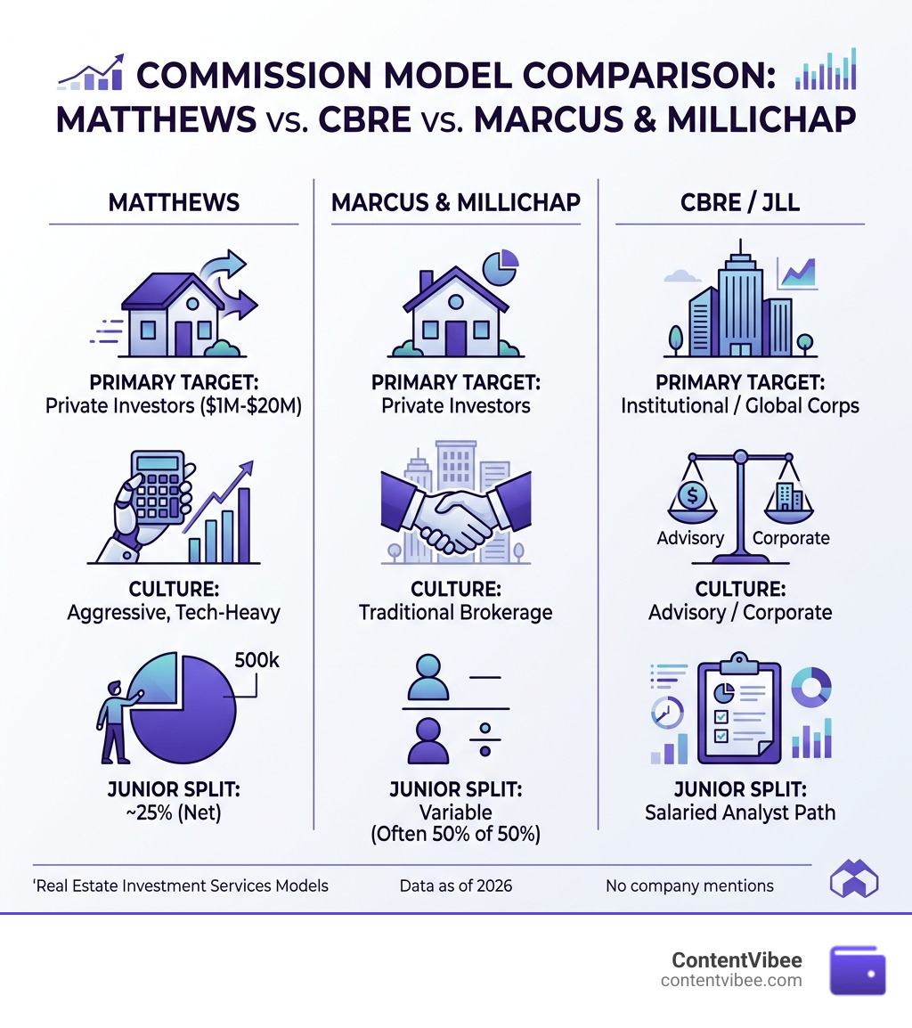 Comparison of commission models: Matthews vs. CBRE vs. Marcus & Millichap - Matthews Real Estate Investment Services Fees