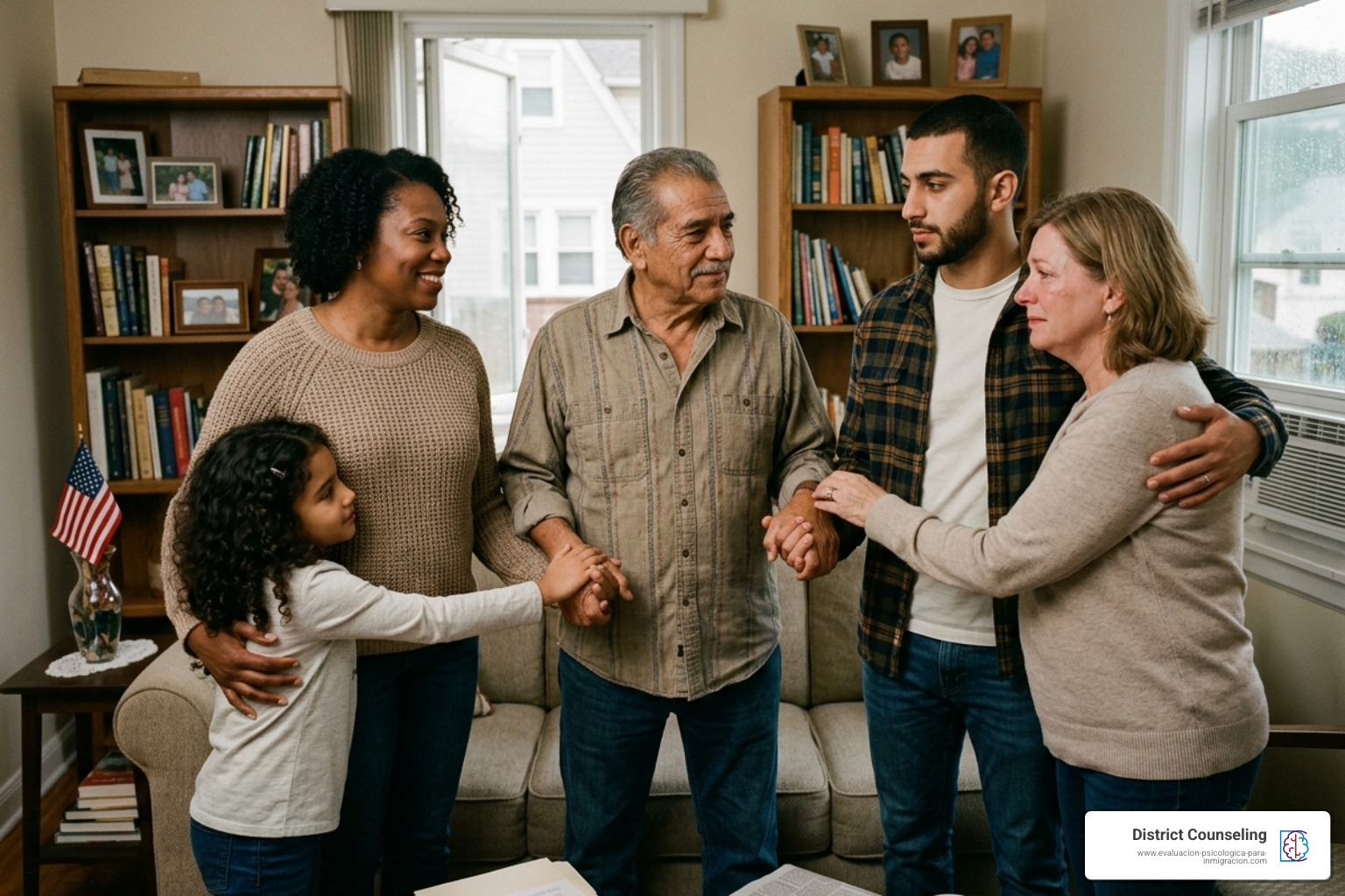 A family holding hands, representing the emotional ties at stake in hardship and cancellation of removal cases - immigration