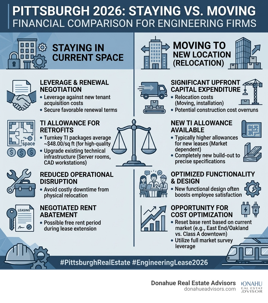 Stat showing cost of staying vs moving in Pittsburgh 2026 - office space for civil engineering firms infographic 