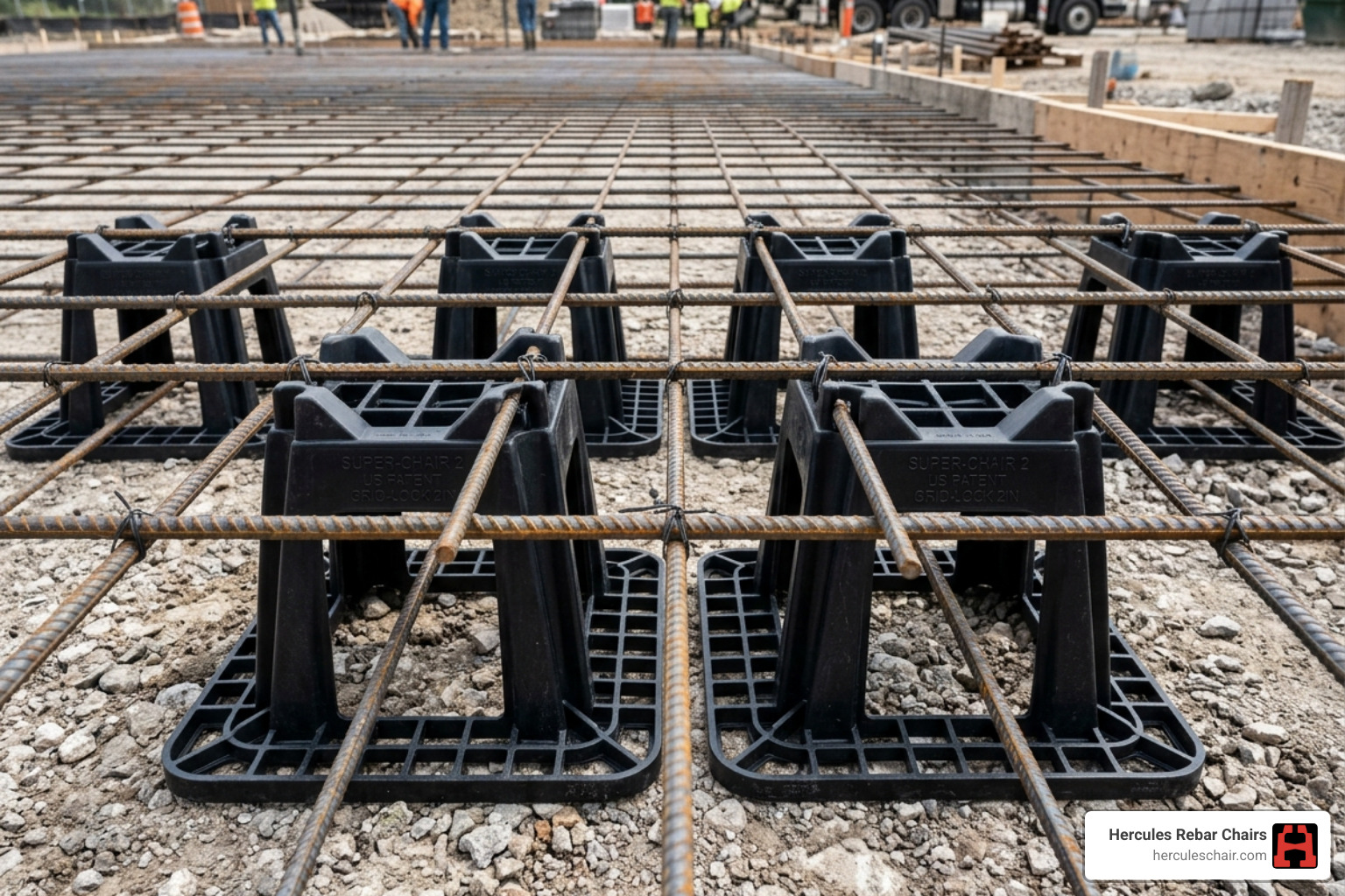 mesh chairs snapped onto a wire reinforcement grid - Mesh support chairs
