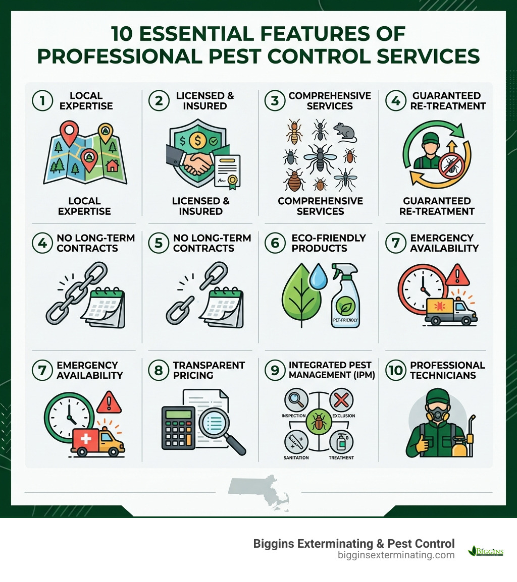 10 essential features of professional pest control services infographic - Pest Control Near Me infographic 