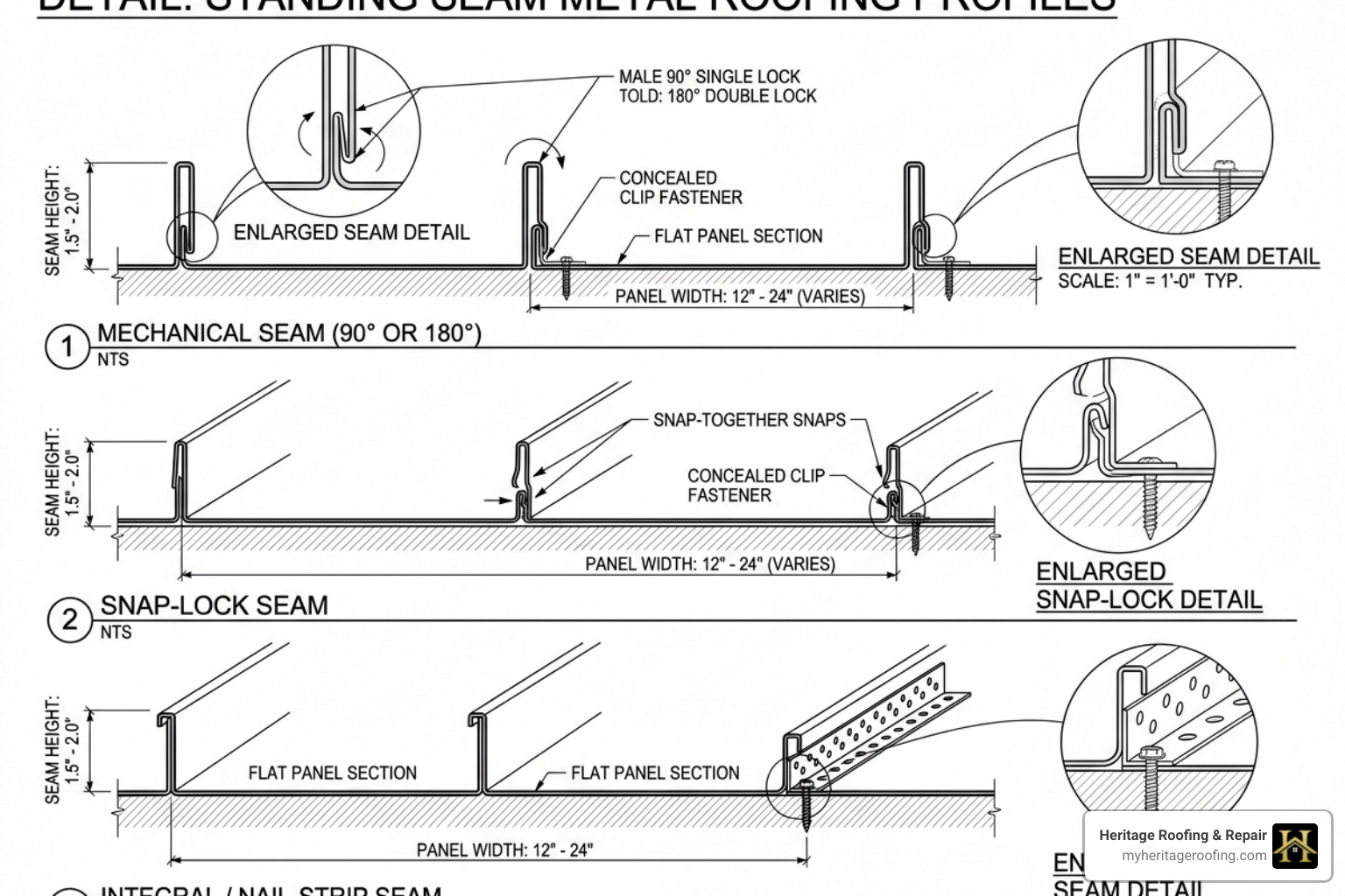 diagram of standing seam panel profiles showing concealed fasteners and vertical legs - standing seam metal roof diagram of standing seam panel profiles showing concealed fasteners and vertical legs - standing seam metal roof