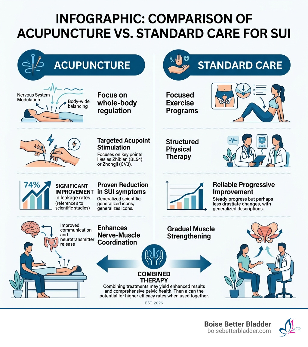Infographic: Comparison of Acupuncture vs. Standard Care for SUI - Acupuncture for pelvic floor infographic 