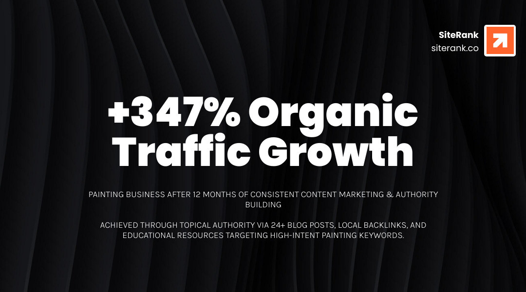 Infographic showing the growth of organic traffic for a painting business over 12 months - painter and decorator seo Infographic showing the growth of organic traffic for a painting business over 12 months - painter and decorator seo