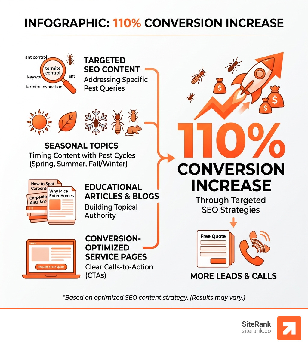 Infographic showing 110% conversion increase through targeted SEO content - pest control company seo infographic Infographic showing 110% conversion increase through targeted SEO content - pest control company seo infographic