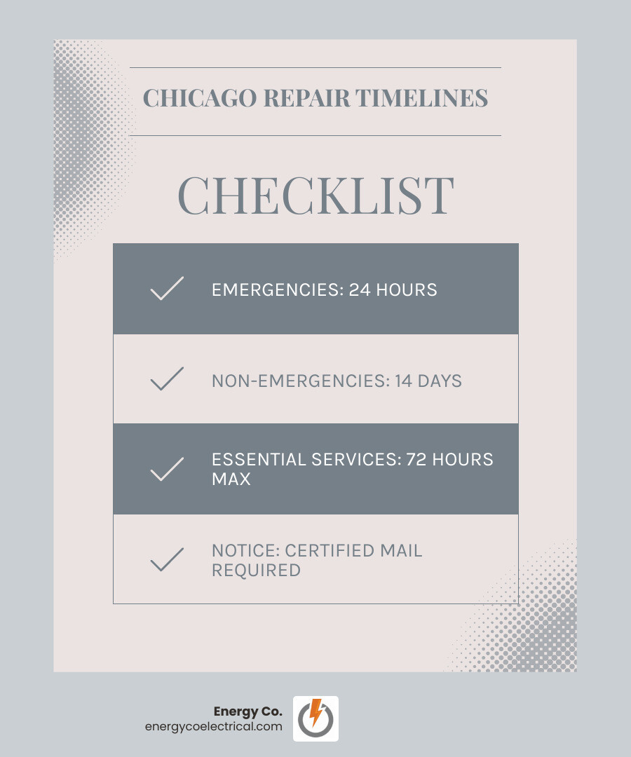 Comparison table of Chicago repair timelines for emergency vs non-emergency issues - Landlord electrical repairs Chicago
