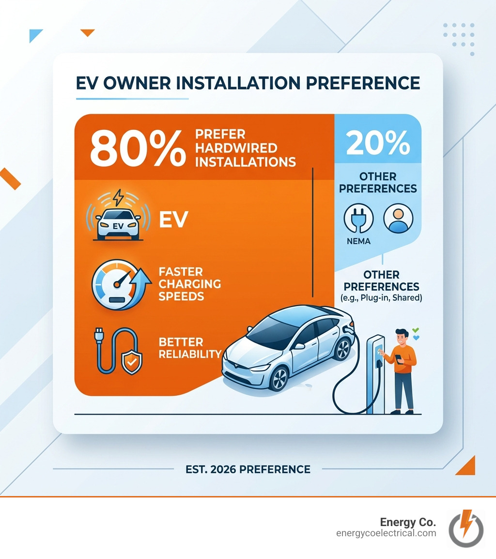 Stat showing that 80% of EV owners prefer hardwired installations for faster charging speeds and better reliability - ev Stat showing that 80% of EV owners prefer hardwired installations for faster charging speeds and better reliability - ev