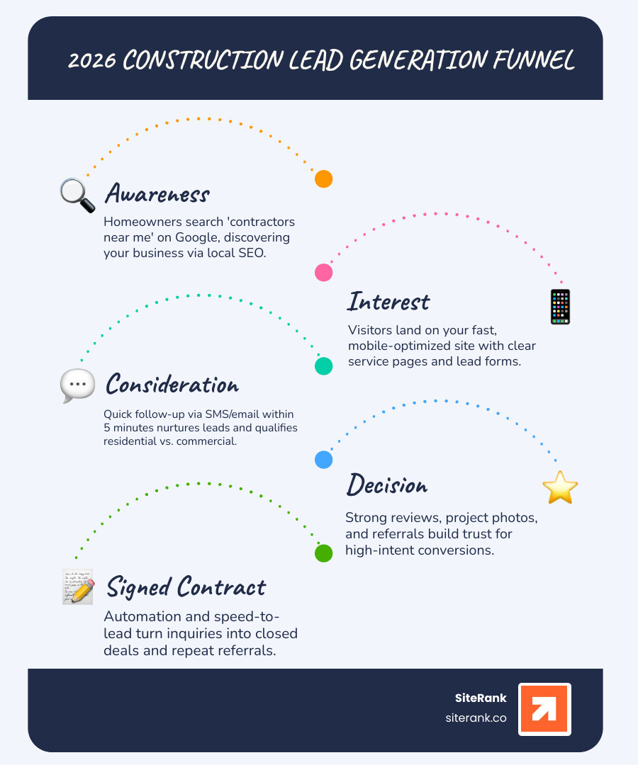 2026 construction lead generation funnel showing stages from awareness to signed contract - how to get construction leads 2026 construction lead generation funnel showing stages from awareness to signed contract - how to get construction leads