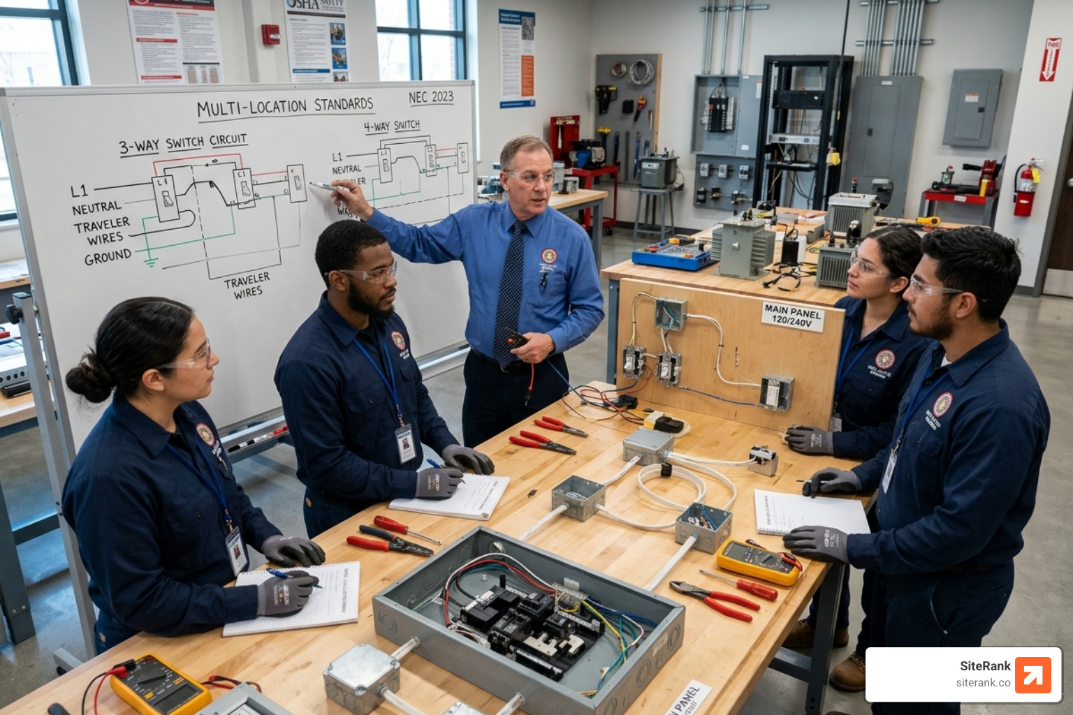 electrical apprentices in a training facility learning multi-location standards - electrician multi location strategy electrical apprentices in a training facility learning multi-location standards - electrician multi location strategy