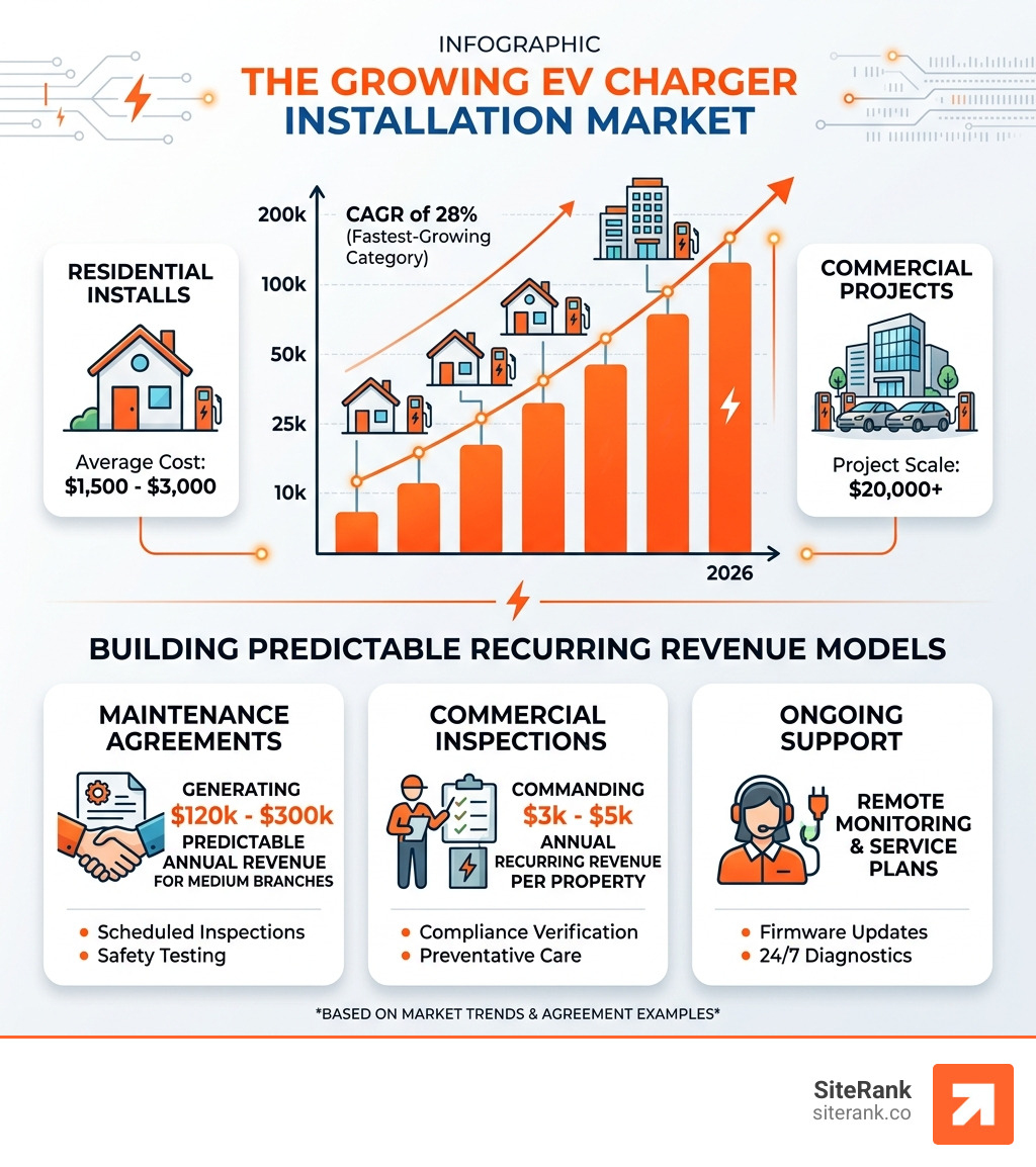 infographic showing the growth of EV charger installations and recurring revenue models - electrician multi location infographic showing the growth of EV charger installations and recurring revenue models - electrician multi location