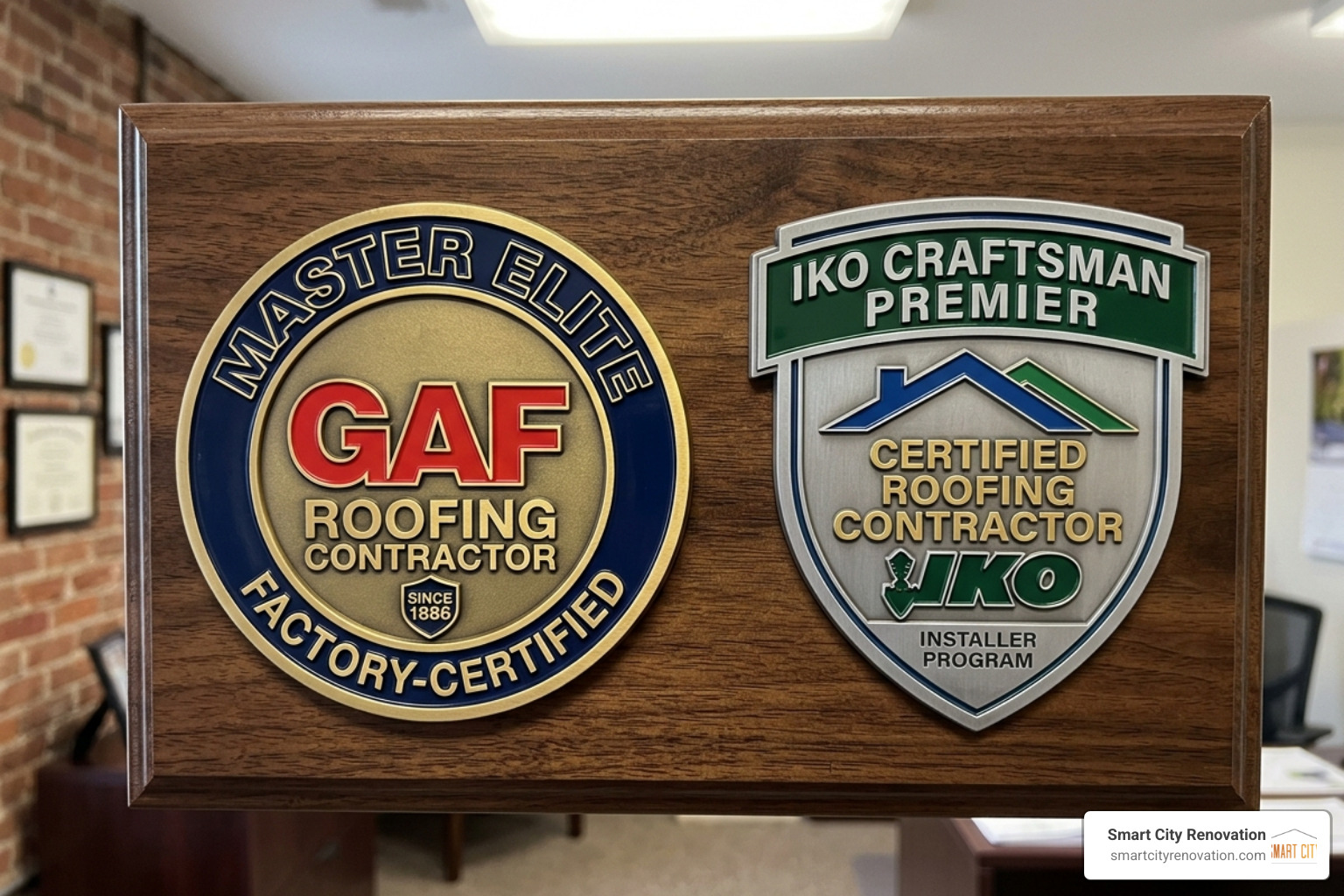 GAF and IKO certification badges - certified roofers near me GAF and IKO certification badges - certified roofers near me