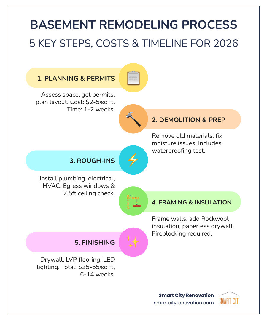 Basement remodeling process overview infographic: steps, costs, timeline, and ROI - basement remodeling infographic Basement remodeling process overview infographic: steps, costs, timeline, and ROI - basement remodeling infographic